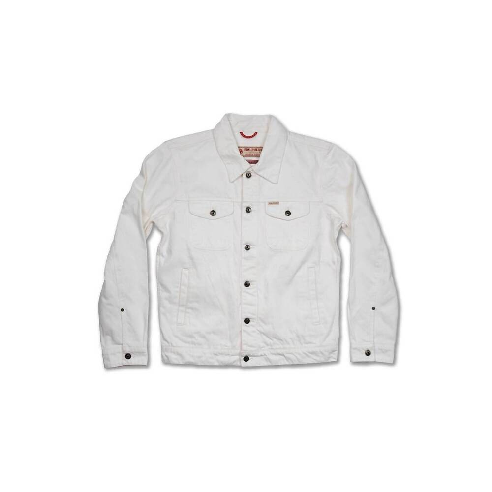 NEW IRON & RESIN men's bull denim sand jacket in white